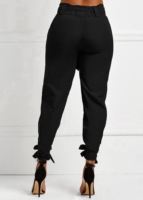 Belted Elastic Mid Waisted Pants